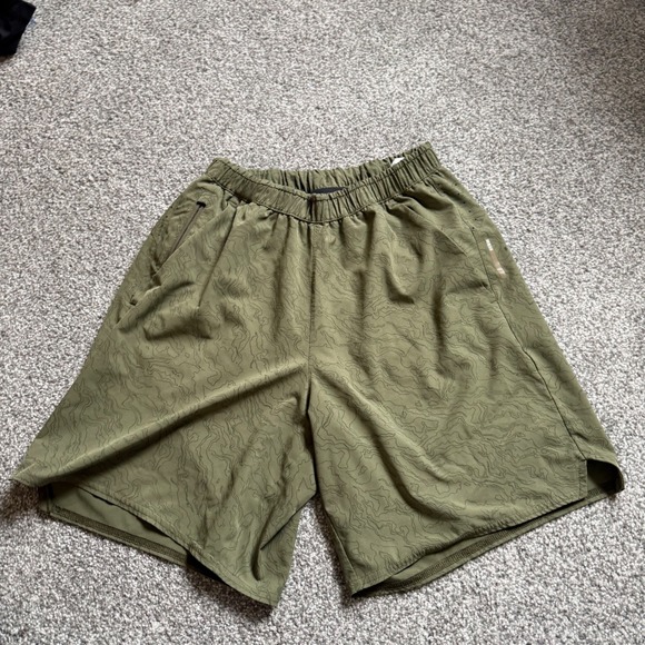 Rei Co-Op Other - REI Co-op Swiftland‎ Running Shorts Olive Green Topographic Map Print Mens Small